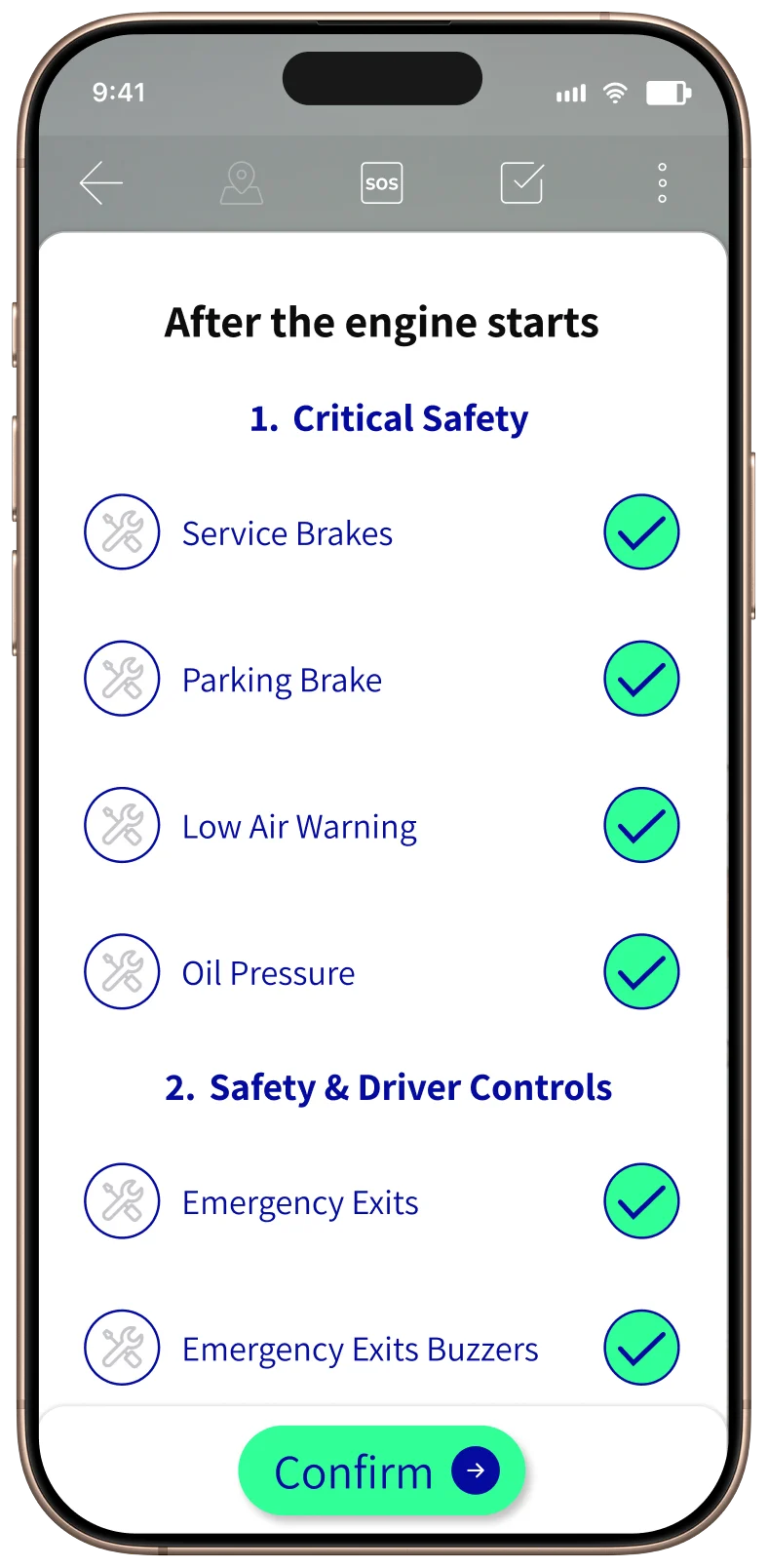 Weorda mobile app vehicle inspection checklist
